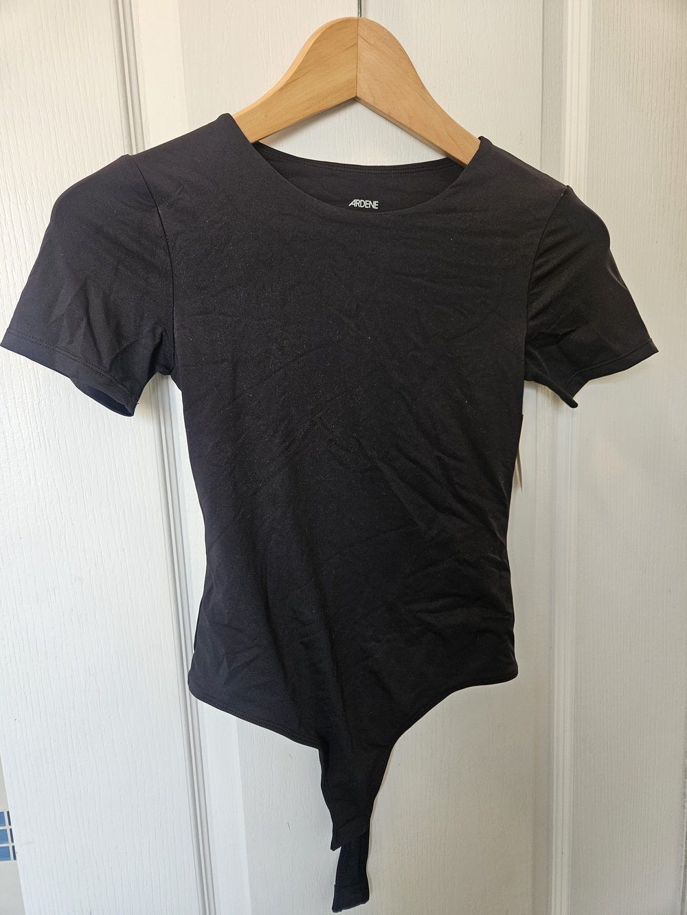 Ardene Black Short-Sleeve Bodysuit Tee with Crew Neck